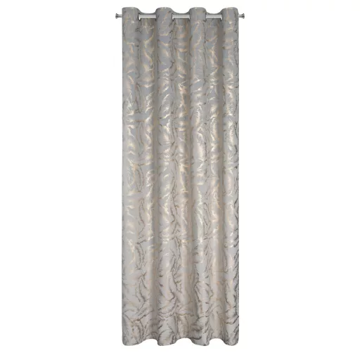 Elegáns levélmintás sötétítő függöny finom arany mintázattal és modern ringlis kialakítással 140X250cm 