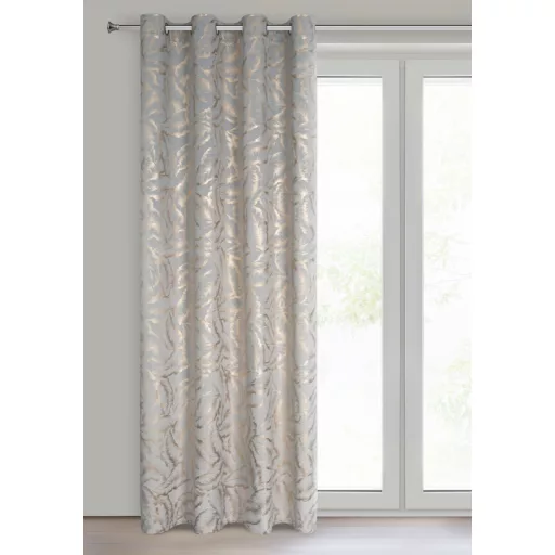 Elegáns levélmintás sötétítő függöny finom arany mintázattal és modern ringlis kialakítással 140X250cm 