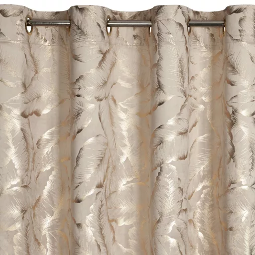 Elegáns levélmintás sötétítő függöny finom arany mintázattal és modern ringlis kialakítással 140X250cm 