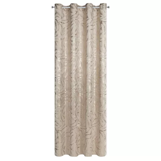 Elegáns levélmintás sötétítő függöny finom arany mintázattal és modern ringlis kialakítással 140X250cm 