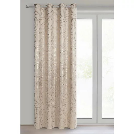 Elegáns levélmintás sötétítő függöny finom arany mintázattal és modern ringlis kialakítással 140X250cm 