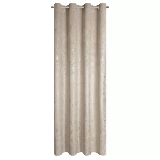 Beige árnyalatú bársony készfüggöny ,aranyló- festett hatású mintázattal ––fém ringlivel rúdkarnishoz 140X250cm 