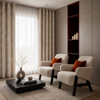   Beige színű bársony dekorfüggöny aranyló márványmintával – Elegáns készfüggöny –fém ringlivel rúdkarnishoz 140X250cm 