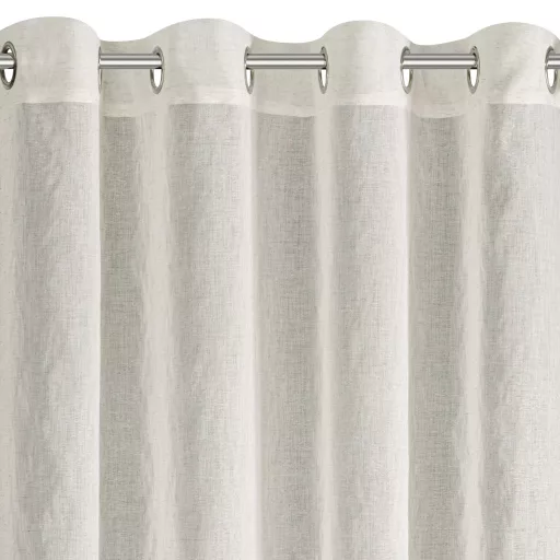 Lágy esésű, természetes hatású voile készfüggöny finoman szőtt textúrával és modern fémkarikás kialakítással , rúdkarnishoz. 140X250cm 