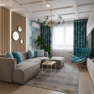   Mély petrolkék árnyalatú bársony készfüggöny ,aranyló- festett hatású mintázattal ––fém ringlivel rúdkarnishoz 140X250cm 