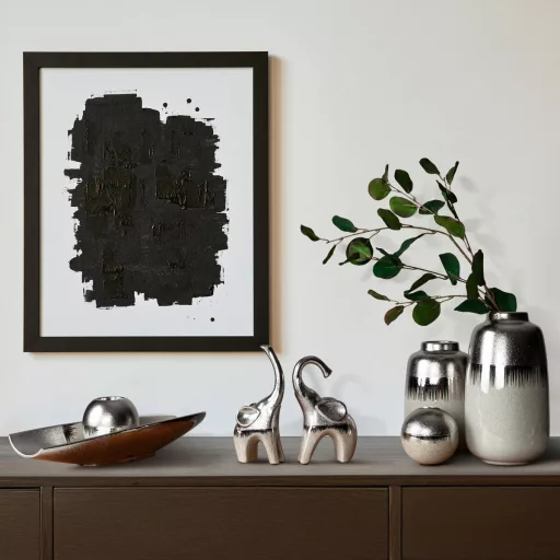 Ezüst-beige, dekoratív gyertyatartó – modern gömb formájú mécsestartó 11x10cm