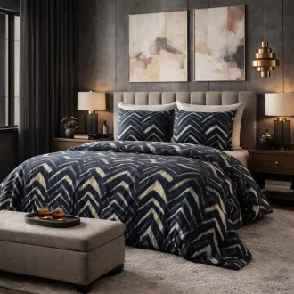 Prémium levélmintás ágyneműhuzat – bézs-zöld soft luxury design 200x220, 70x80x2db