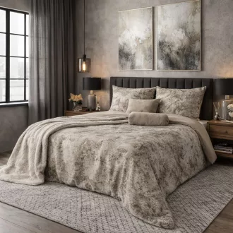   Betonhatású ágyneműhuzat – modern industrial stílus, szürke-bézs design 200x220, 70x80x2db