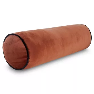   Terrakotta színű  bársony henger díszpárna – Elegáns dekoráció nappaliba és hálószobába  -egyedi szabású párnabelsővel-  15 x 45 cm