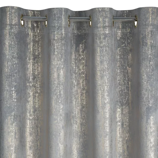 Szürke árnyalatú bársony készfüggöny ,aranyló esőszerű  mintázattal ––arany fém ringlivel rúdkarnishoz 140X250cm 