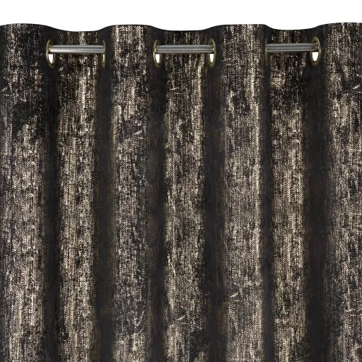 Fekete árnyalatú bársony készfüggöny ,aranyló esőszerű  mintázattal ––arany fém ringlivel rúdkarnishoz 140X250cm 