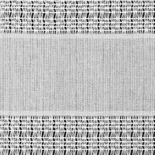 Fehér struktúrált voile készfüggöny dekorcsíkos szegéllyel – modern, fényáteresztő függöny ringlis kivitelben 140X250cm 