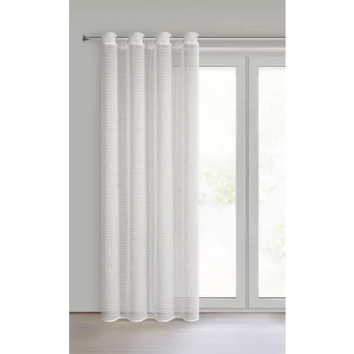 Fehér struktúrált voile készfüggöny– modern, fényáteresztő függöny ringlis kivitelben 140X250cm 