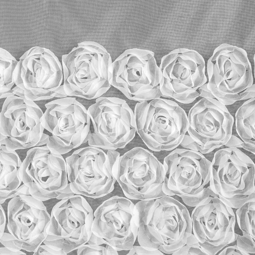 3D virágmintás fehér voile készfüggöny – elegáns, fényáteresztő függöny fémkarikákkal, rúdkarnishoz. 140X250cm 