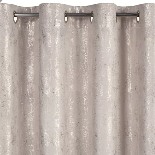 Különleges beige -pezsgőszínű dekorfüggöny fényes  mintával –fém  ringlivel rúdkarnisra 140X250cm 