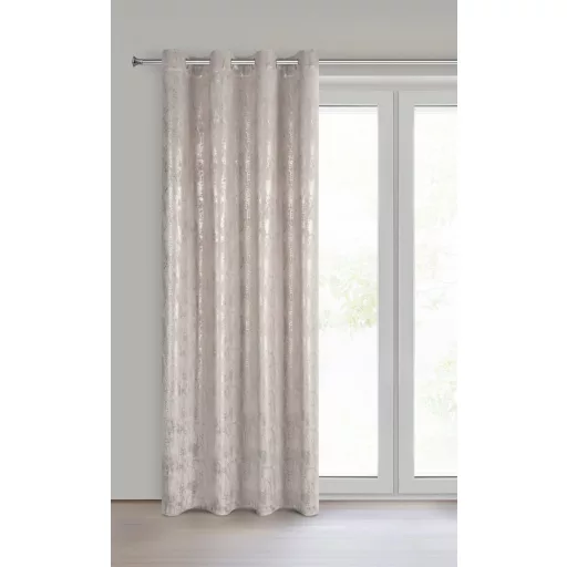 Különleges beige -pezsgőszínű dekorfüggöny fényes  mintával –fém  ringlivel rúdkarnisra 140X250cm 