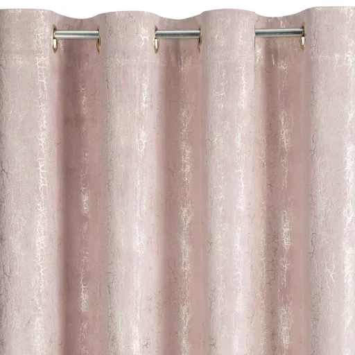 Különleges púderrózsaszín-pezsgőszínű dekorfüggöny fényes  mintával –arany színű ringlivel rúdkarnisra 140X250cm 