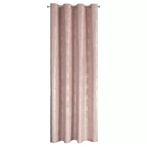 Különleges púderrózsaszín-pezsgőszínű dekorfüggöny fényes  mintával –arany színű ringlivel rúdkarnisra 140X250cm 