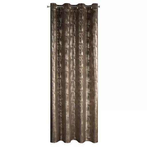 Különleges bronzbarna -pezsgőszínű dekorfüggöny fényes  mintával –fém  ringlivel rúdkarnisra 140X250cm 
