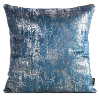   Prémium bársony díszpárna huzat kék-pezsgő fényű textúrával – elegáns luxus dekor párna,  párnabelsővel 45x45cm