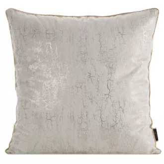 Prémium bársony díszpárna huzat beige-arany fényű textúrával – elegáns luxus dekor párna,  párnabelsővel 45x45cm