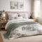 Japandi stílusú ágyneműhuzat garnitúra – fekete-fehér tájképes design, minimalista luxus 160x200, 70x80x2db