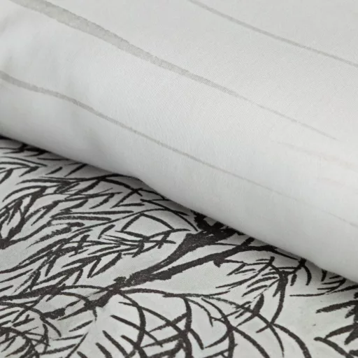 Japandi stílusú ágyneműhuzat garnitúra – fekete-fehér tájképes design, minimalista luxus  200x220, 70x80x2db