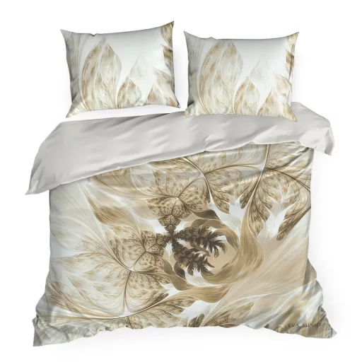 Beige labsztrakt levél mintás Designer  ágyneműhuzat – modern trópusi minimal design 160 x 200 cm, 70x80x2db