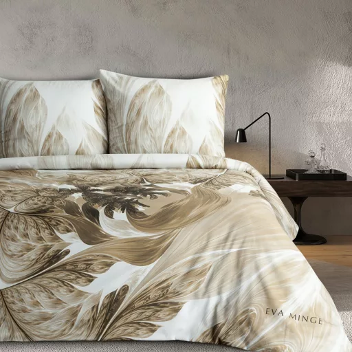 Beige labsztrakt levél mintás Designer  ágyneműhuzat – modern trópusi minimal design 200x220, 70x80x2db 