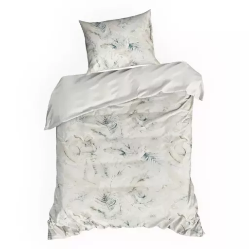 Prémium levélmintás ágyneműhuzat – bézs-zöld soft luxury design 140x200, 70x80x1db