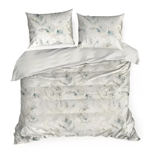 Prémium levélmintás ágyneműhuzat – bézs-zöld soft luxury design 200x220, 70x80x2db