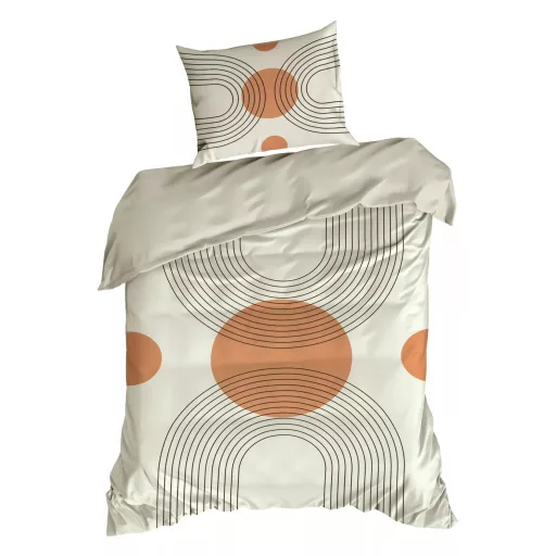 Modern geometrikus ágyneműhuzat – bézs köríves design, minimal stílus 140x200, 70x80x1db