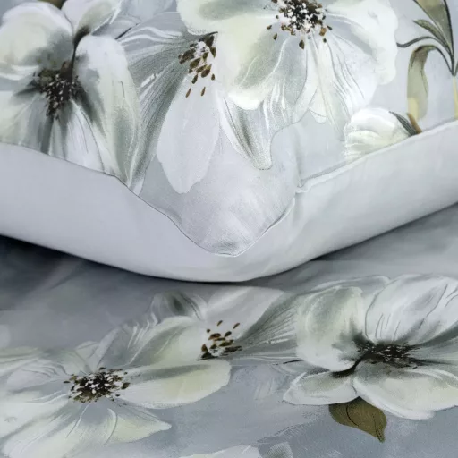 Elegáns virágmintás pamut ágyneműhuzat – pasztell kék-fehér, modern prémium design  160x200, 70x80x2db