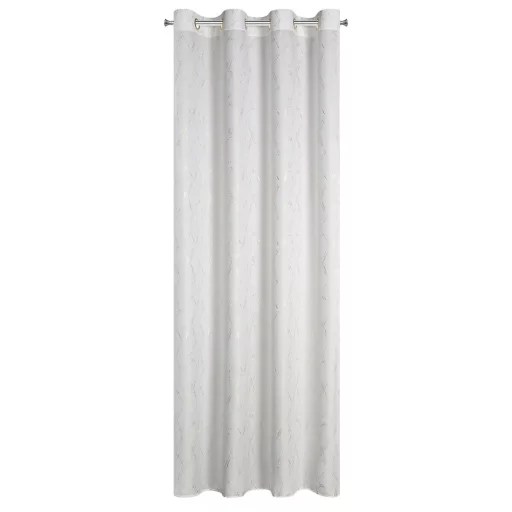 Különleges fehér-arany sötétítő függöny modern rombuszmintával – Elegáns mikroszálas  dekorfüggöny fényes  mintával – arany színű ringlikkel 140X250cm 