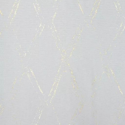 Különleges fehér-arany sötétítő függöny modern rombuszmintával – Elegáns mikroszálas  dekorfüggöny fényes  mintával – arany színű ringlikkel 140X250cm 