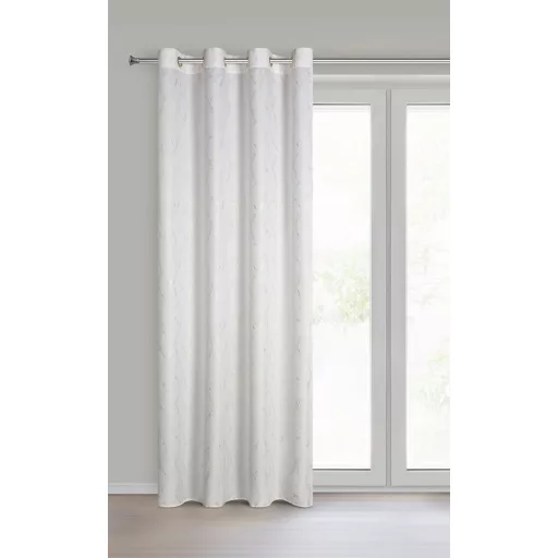 Különleges fehér-arany sötétítő függöny modern rombuszmintával – Elegáns mikroszálas  dekorfüggöny fényes  mintával – arany színű ringlikkel 140X250cm 