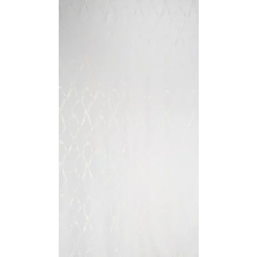 Különleges fehér-arany sötétítő függöny modern rombuszmintával – Elegáns mikroszálas  dekorfüggöny fényes  mintával – arany színű ringlikkel 140X250cm 