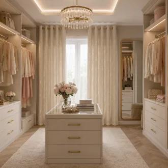   Különleges beige-arany sötétítő függöny modern rombuszmintával – Elegáns mikroszálas  dekorfüggöny fényes  mintával – arany színű ringlikkel 140X250cm 