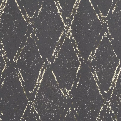 Különleges szürke-arany sötétítő függöny modern rombuszmintával – Elegáns mikroszálas  dekorfüggöny fényes  mintával – arany színű ringlikkel 140X250cm 