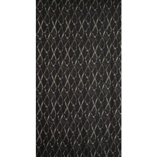 Különleges fekete-arany sötétítő függöny modern rombuszmintával – Elegáns mikroszálas  dekorfüggöny fényes  mintával – arany színű ringlikkel 140X250cm 