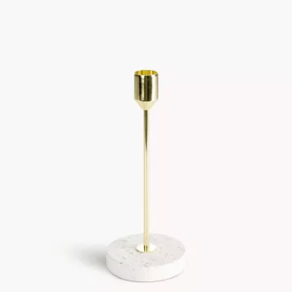   Elegáns arany színű gyertyatartó fehér márvány talppal 18cm