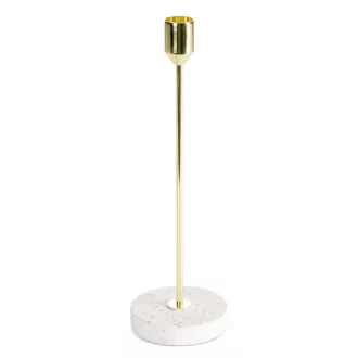   Elegáns arany színű gyertyatartó fehér márvány talppal 28cm