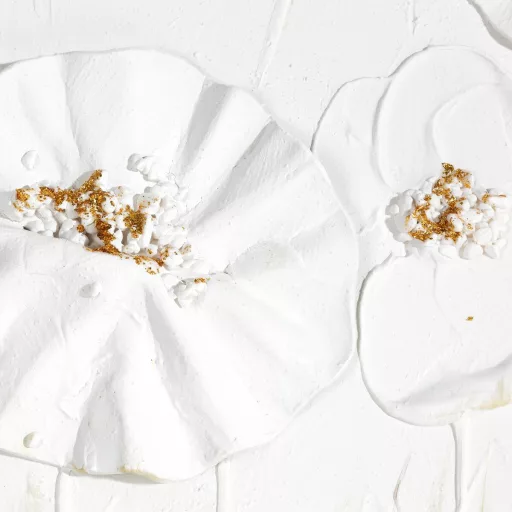 Elegáns, kézzel festett vászonkép háromdimenziós virágmotívummal 92X122X5 cm