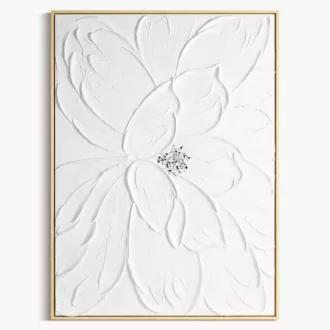   Prémium fehér virágos falikép finom 3D textúrával 90x60cm