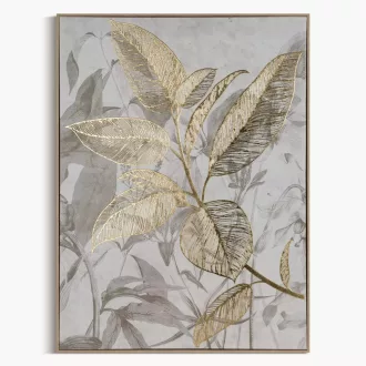 Arany leveles botanikus vászonkép szürke alapon 60X80 cm