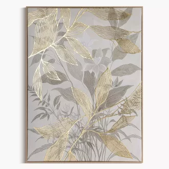 Arany leveles botanikus vászonkép szürke alapon 60X80 cm