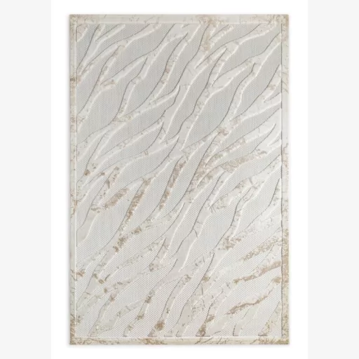 Elegáns krém és bézs szőnyeg modern hullám mintával, finom vonalvezetésű és harmonikus térhatású 160x230cm