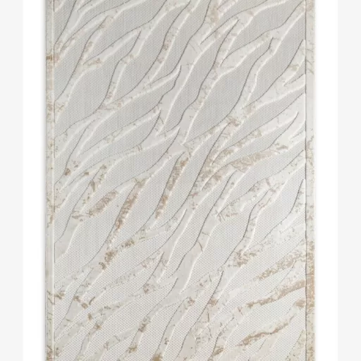 Elegáns krém és bézs szőnyeg modern hullám mintával, finom vonalvezetésű és harmonikus térhatású 200x290cm