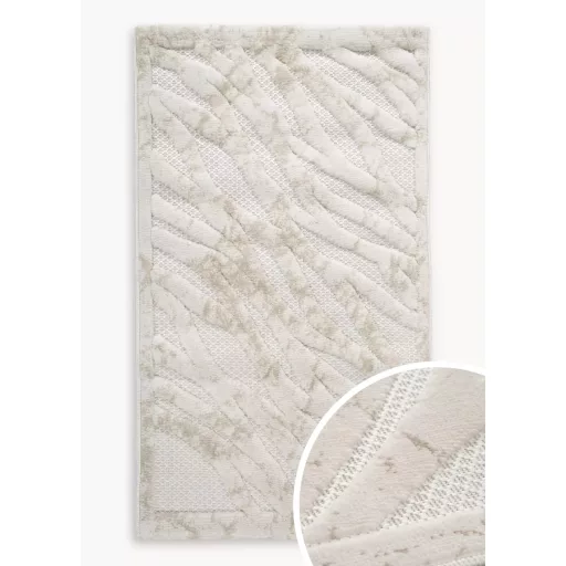 Elegáns krém és bézs szőnyeg modern hullám mintával, finom vonalvezetésű és harmonikus térhatású 80x150cm