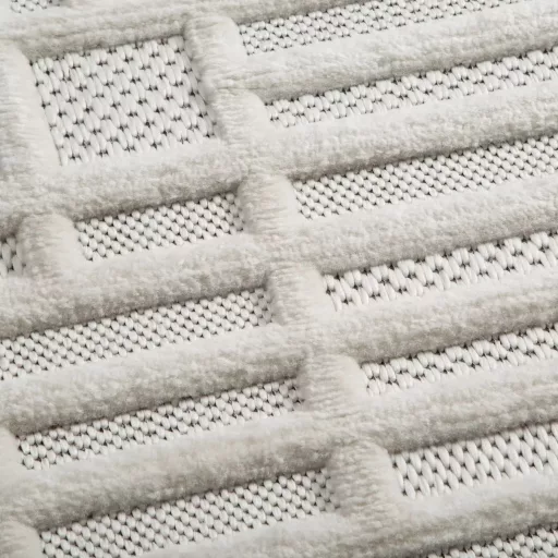 Modern krém-fehér geometrikus szőnyeg – 3D mintás elegáns szőnyeg– puha, elegáns nappali futószőnyeg, texturált minimalista designer szőnyeg 120x170cm